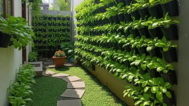 Ide Kebun Gantung Sawi-Sawian Hijau (AI)