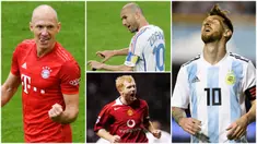 Berikut ini para pesepak bola yang sempat memutuskan pensiun namun kembali lagi ke lapangan hijau. Diantaranya adalah Arjen Robben, Paul Scholes hingga Lionel Messi. (Kolase Foto AFP)