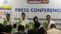 Jakarta Pertamina Energi menggelar jumpa pers di GOR Universitas Negeri Yogyakarta (UNY), Kamis (18/1/2018). (Bola.com/Ronald Seger Prabowo)
