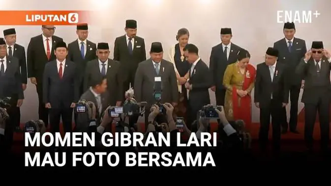 VIDEO: Momen Gibran Lari Mau Foto Bersama Sampai Dilirik Prabowo di Gedung DPR