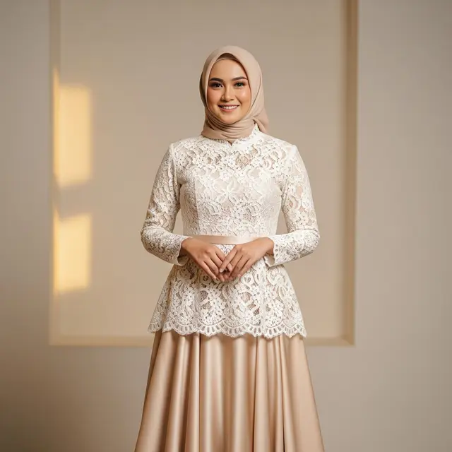 9 Model Gamis Brokat Satin Kombinasi Renda Timeless Elegan, Pilihan Busana Anggun