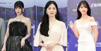 Dipercaya jadi MC, Suzy tampil bagai black swan mengenakan strapless dress berwarna hitam. [Foto: twitter/suzycontents].