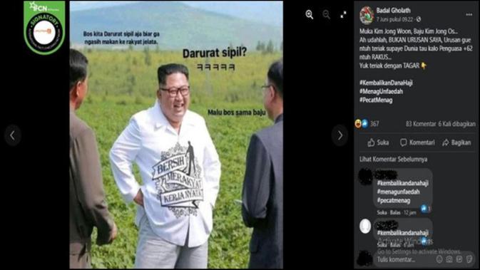 Gambar Tangkapan Layar Foto yang Diklaim Kim Jong-un Pakai Kemeja Bertuliskan 