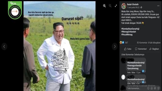 Gambar Tangkapan Layar Foto yang Diklaim Kim Jong-un Pakai Kemeja Bertuliskan 