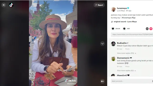Luna Maya  kurang uang saat makan di Rusia
