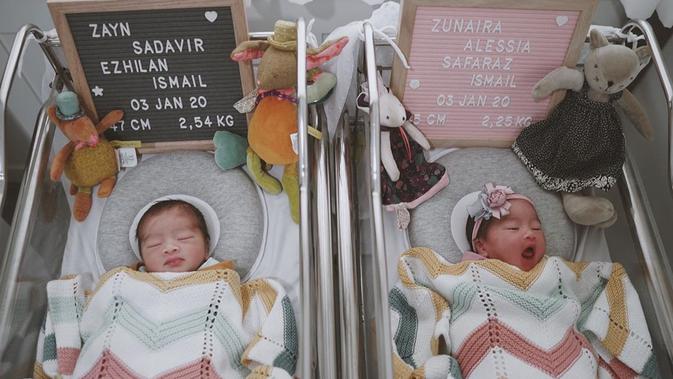 Bayi kembar Syahnaz Sadiqah dan Jeje. (Foto: instagram.com/syahnazs)