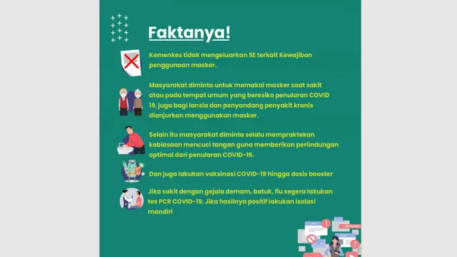 Kemenkes RI meluruskan bahwa tak pernah menerbitkan SE soal kewajiban memakai masker per 15 Desember 2023. (Dok Kemenkes RI