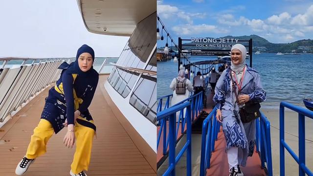 Cut Meyriska, istri Roger Danuarta memakai busana batik.