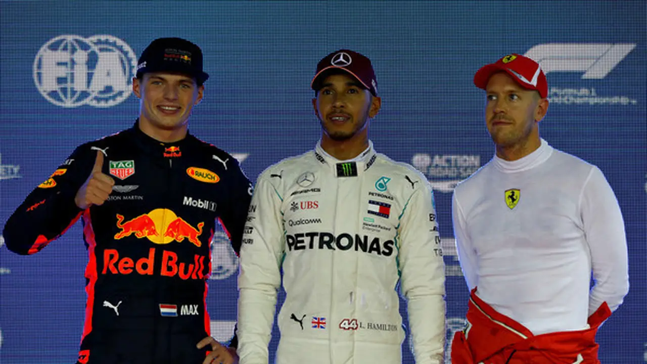 Max Verstappen, Lewis Hamilton, dan Sebastian Vettel