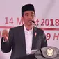 Presiden Joko Widodo atau Jokowi memberi sambutan saat meresmikan Bank Wakaf Mikro di Serang, Banten, Rabu (14/3). Ini merupakan program pemberian aset-aset negara kepada baik ormas, pesantren, atau individu. (Liputan6.com/Pool/Biro Setpres)