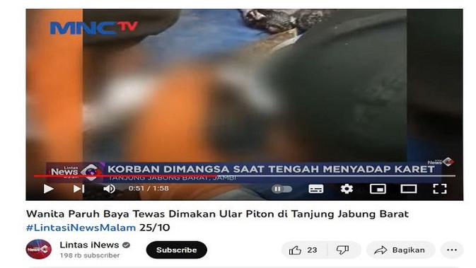 <p>Gambar Tangkapan Layar Video dari Channel YouTube Lintas iNews.</p>