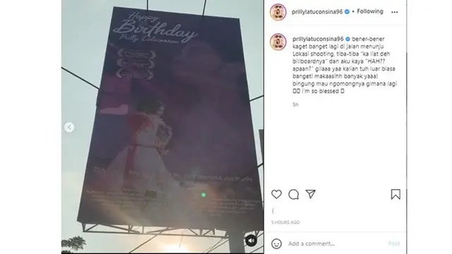 7 Momen Perayaan Ultah Prilly Latuconsina ke-25, Dapat Kejutan Billboard Raksasa