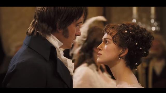 Elizabeth Bennett (Keira Knightley) dan Mr. Darcy (Matthew Macfadyen) di Pride and Prejudice (2005).