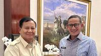 Ketua Umum Partai Gerindra Prabowo Subianto telah bertemu dengan Sandiaga Uno. (Twitter Sandiaga Uno)