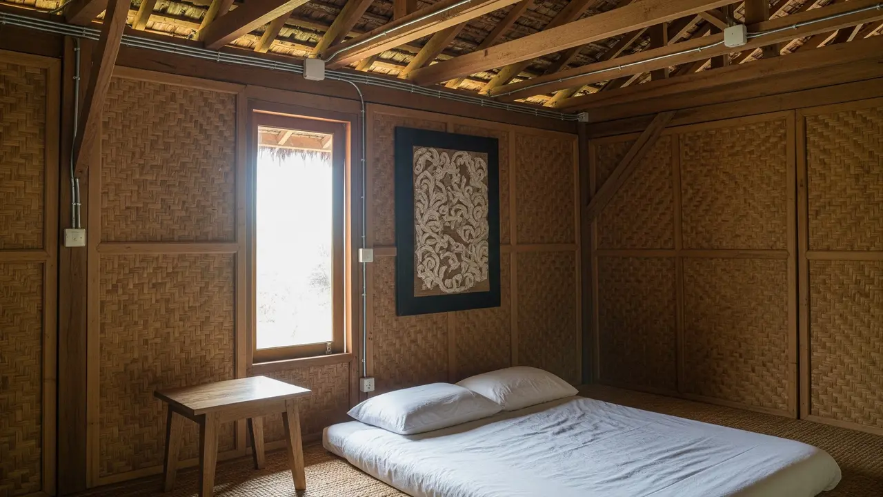 Desain Kamar Tidur Rumah Kampung Sederhana Tanpa Plafon
