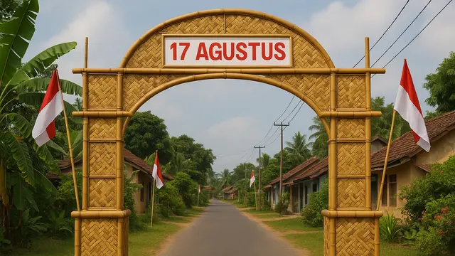 Model Gapura 17 Agustus Dari Bambu Simple/Ilustrasi gambar oleh AI