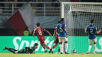 Penyerang Timnas Indonesia U-17, Arkhan Kaka, berhasil membobol gawang Ekuador pada menit ke-22 dalam laga pertama Grup A Piala Dunia U-17 2023 di Stadion Utama Gelora Bung Tomo, Surabaya. (Bola.com/Bagaskara Lazuardi)