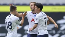 Selebrasi pemain Tottenham saat melawan Leicester (AP)