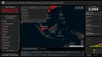 Peta persebaran Virus Corona COVID-19 yang kini menuliskan Indonesia di dalamnya. (gisanddata.maps.arcgis.com)