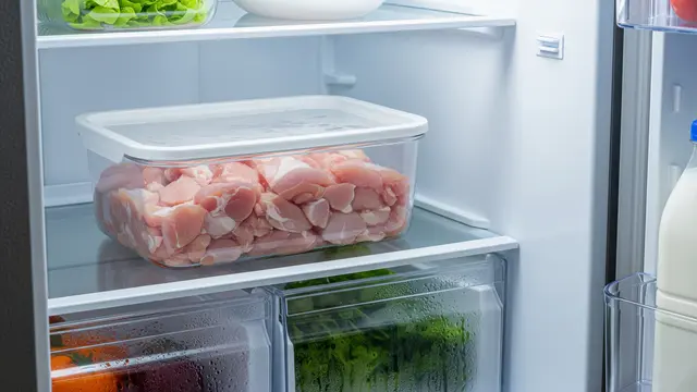Ayam mentah di dalam kulkas