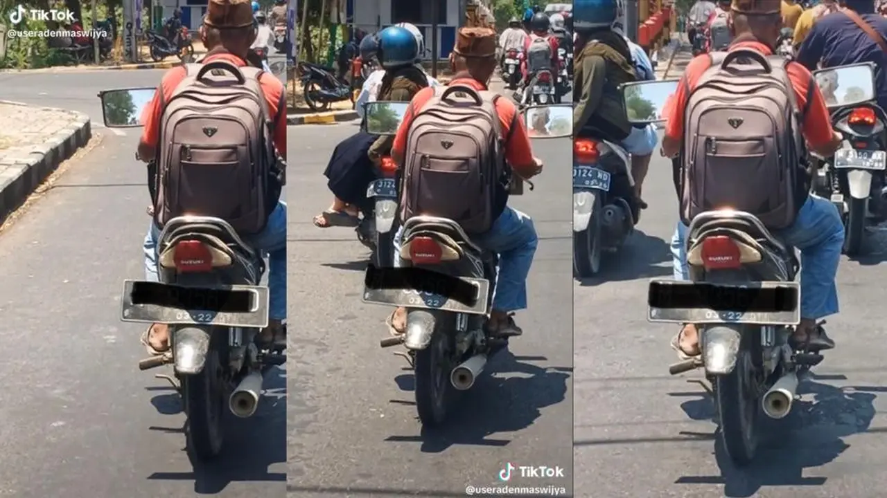 Pemotor Gunakan Pelat Mobil dan Spion Mobil sebagai pengganti