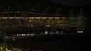 Suasana tribune stadion Patriot Candrabhaga setelah lampu stadion padam pada menit ke-15 saat laga uji coba antara Persija Jakarta melawan Ratchaburi FC, Minggu (25/6/2023) malam WIB. (Bola.com/Abdul Aziz)
