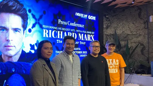 Jumpa pers Richard Marx The Songwriter Tour di kawasan Kebayoran Baru, Jakarta Selatan, Rabu (30/8/2023).