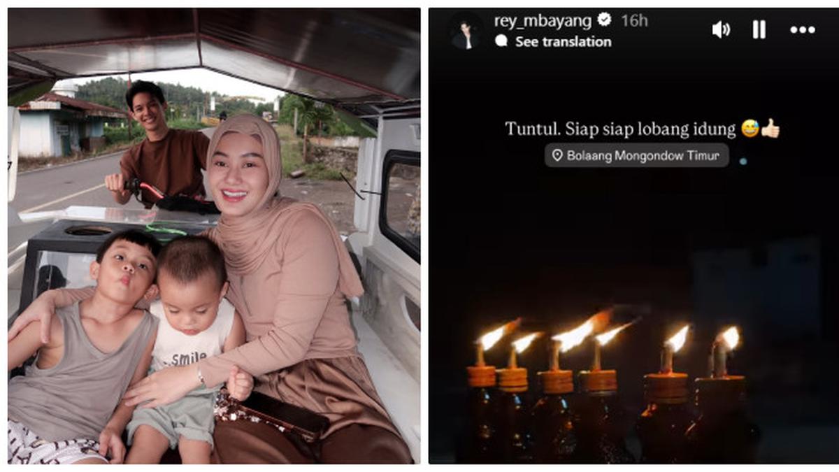 6 Potret Kegiatan Rey Mbayang di Kampung Halaman, Mudik Lebaran Bareng Anak dan Istri