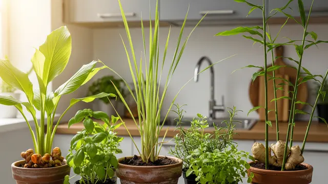 Ilustrasi Kebun Herbal di Dapur Rumah dengan Pot Kecil/Gemini AI
