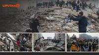 Banner Infografis Gempa Dahsyat dan Mematikan di Turki. (Foto: AP dan AFP)