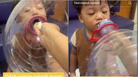 Hadapi GTM, Video Ibu Suapi Makan Anak Lewat Lubang Galon Viral (sumber: TikTok/@zahrairs)