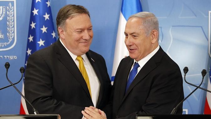 Menteri Luar Negeri AS Mike Pompeo dan Perdana Menteri Israel Benjamin Netanyahu (Thomas Coex, AFP via AP)