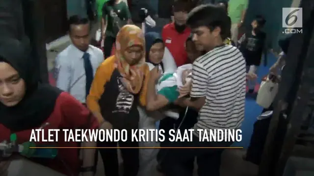 Putri, atlet taekwondo wanita kritis usai terkena tendangan oleh lawannya saat bertanding di Kejuaraan Saburan Cup, Bandar Lampung.