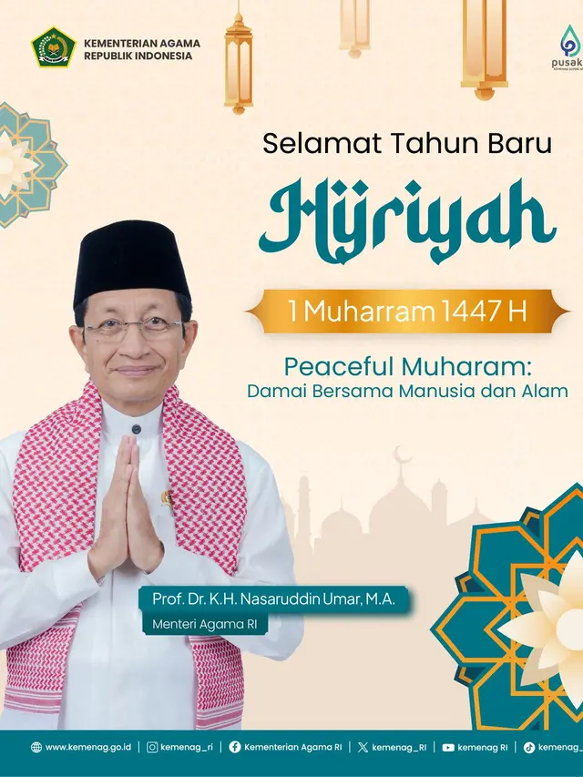 Menag Nasaruddin Umar Mengucapkan Selamat Tahun Baru Islam 1 Muharram 1447 H