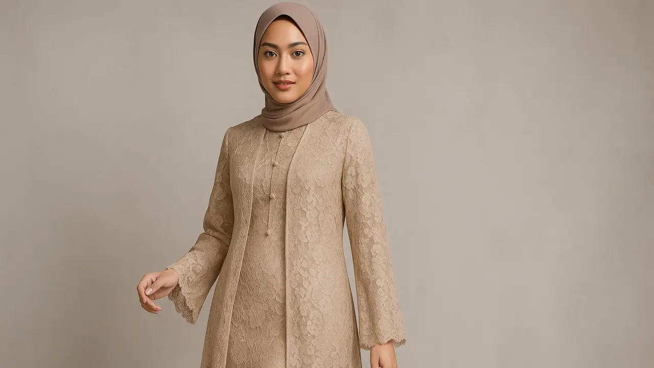7 Model Gamis Brokat Kombinasi Outer Panjang Kekinian 2025, Tampil Elegan dan Modern