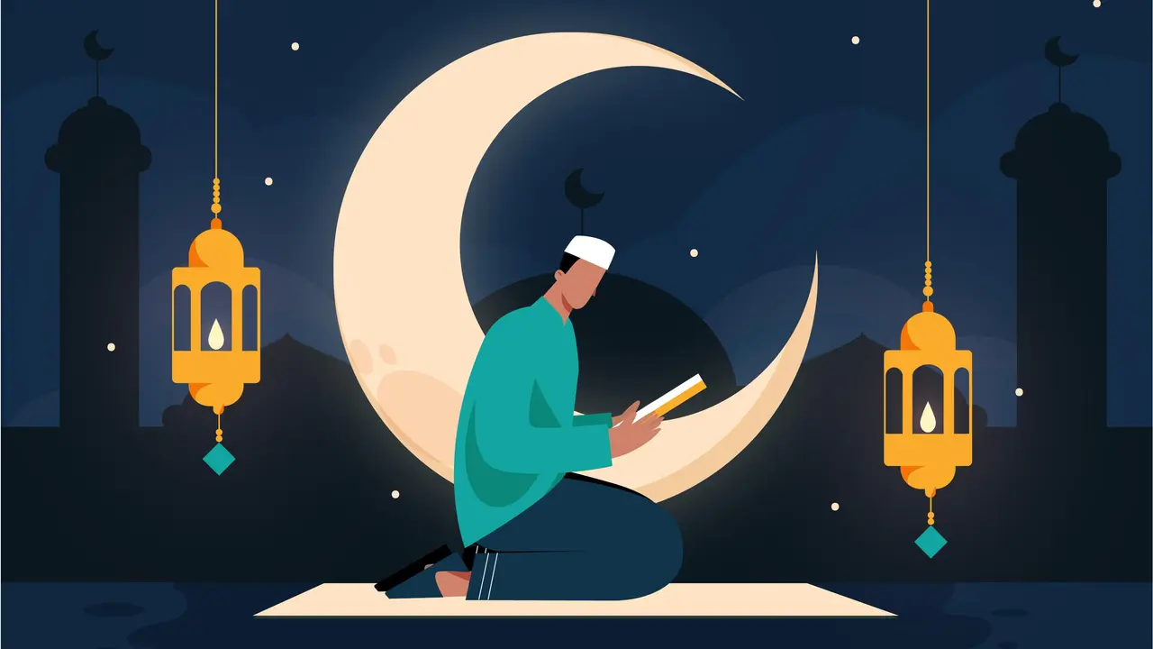 Ilustrasi iktikaf di bulan Ramadan