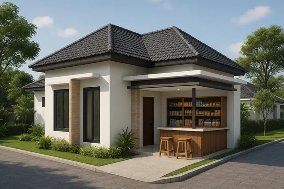 6 Desain Rumah L-Shape dengan Warung Kecil di Depan, Estetik dan Fungsional