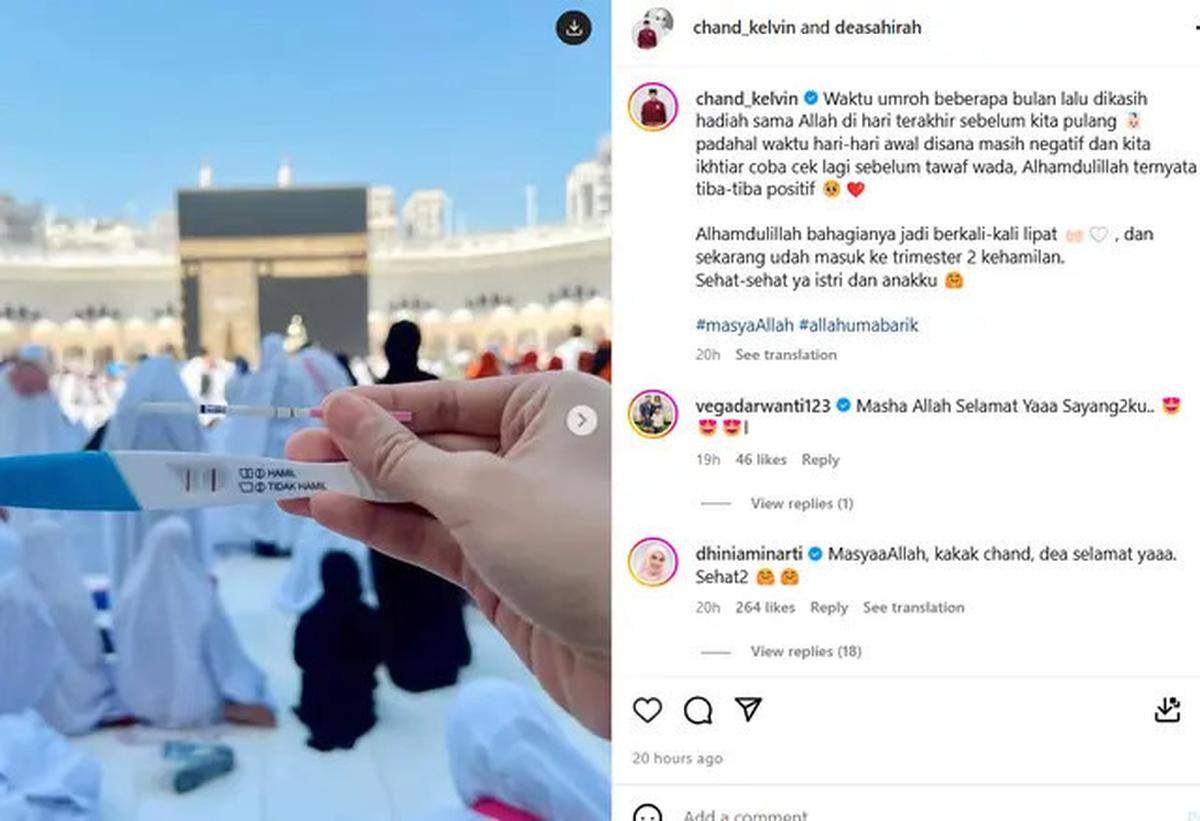 Istri Chand Kelvin Hamil Anak Pertama, Cek Kehamilan Sebelum Tawaf Wada di Makkah