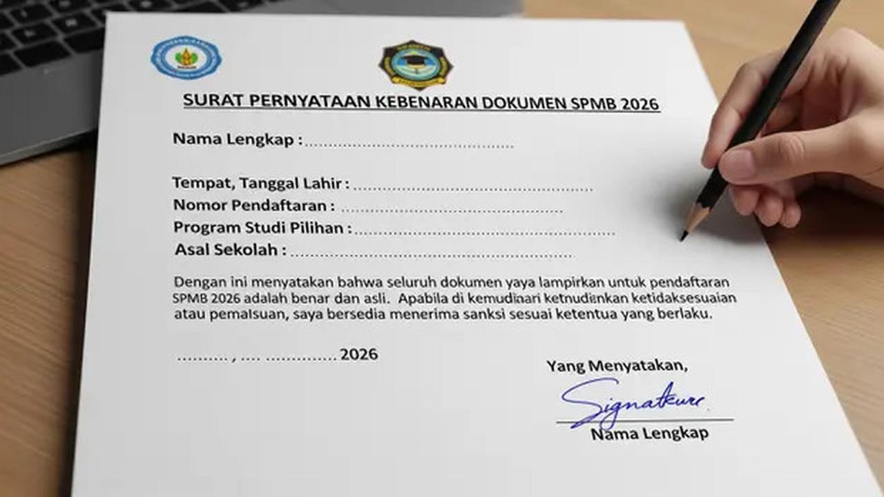 Surat Pernyataan Kebenaran Dokumen SPMB 2026 untuk Pendaftaran Sekolah