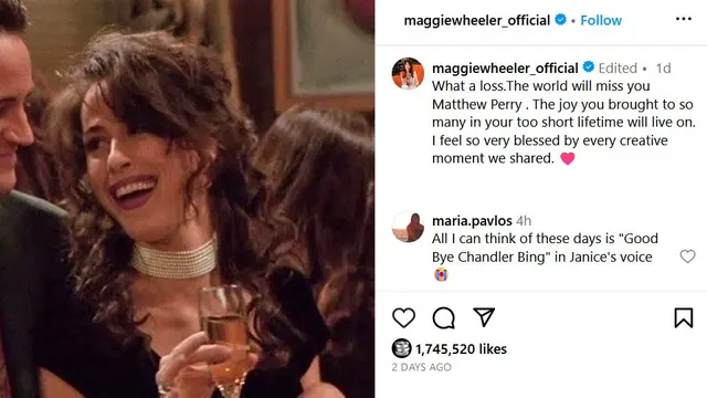 Unggahan Maggie Wheeler. (Instagram/ maggiewheeler_official)