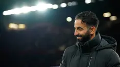 Pelatih anyar Manchester United, Ruben Amorim meraih kemenangan perdana saat menundukkan Bodo/Glimt. MU memetik kemenangan 3-2 dalam duel Liga Europa kali ini. (AP Photo/Dave Thompson)
