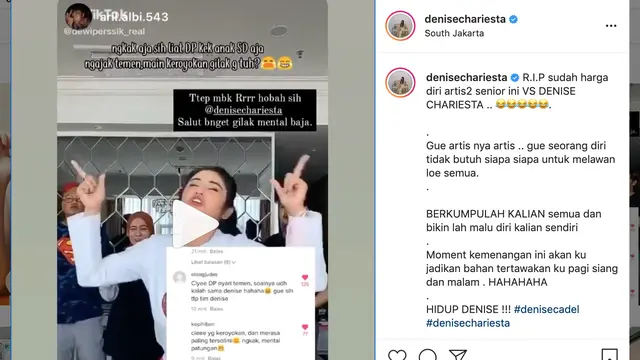 Unggahan Denise Chariesta. (Foto: Instagram @denisechariesta)