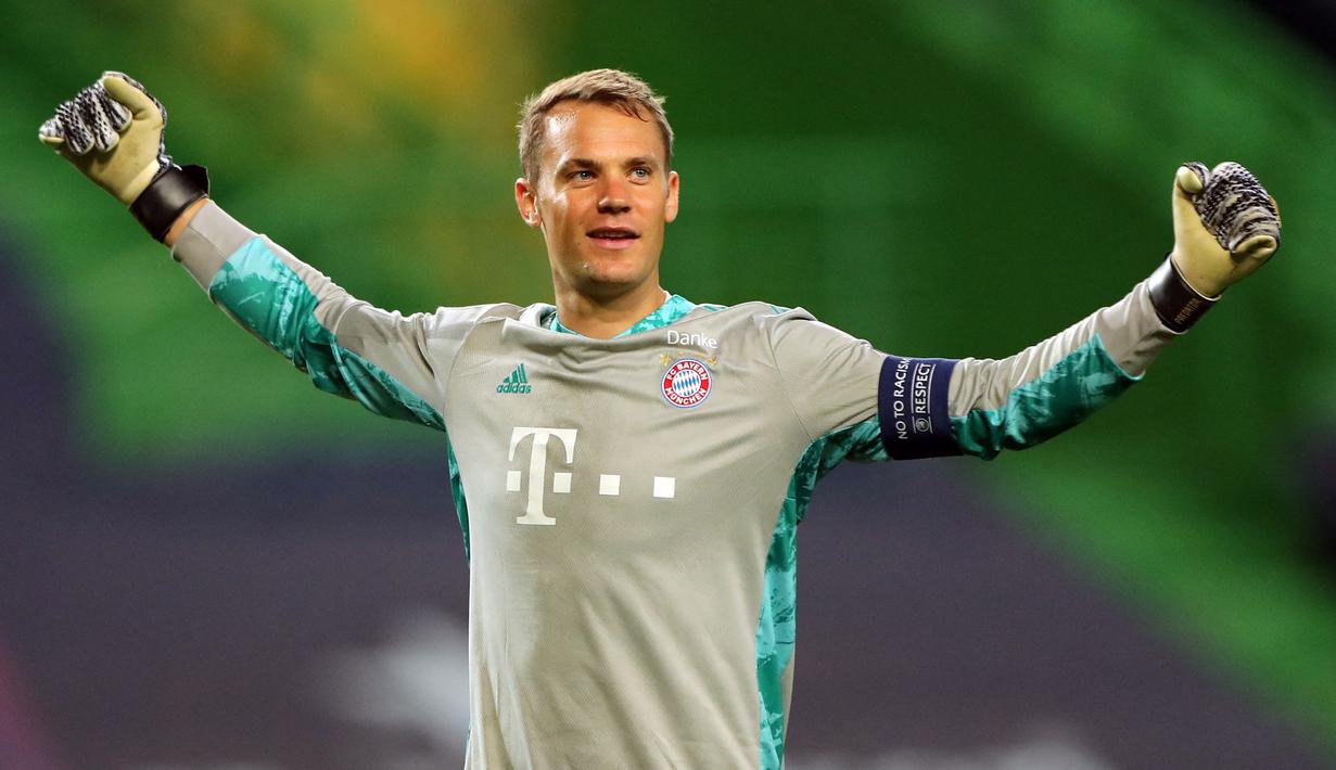 Manuel Neuer merupakan kiper andalan Bayern Munchen dan Timnas Jerman. Kesuksesannya berawal ketika dirinya dipercaya sebagai kiper utama FC Schalke asuhan Ralf Rangnick pada tahun 2005. Bakatnya terus berkembang hingga menjadi salah satu kiper terbaik di dunia. (AFP/Pool/Migue A. Lopes)