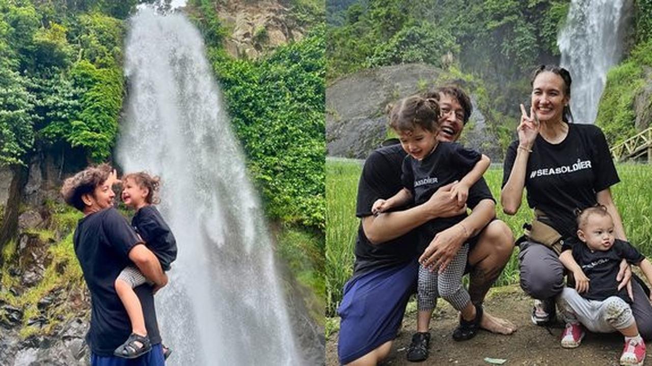 Potret Nadine Chandrawinata Ajak 2 Anaknya ke Curug Nikmati Suasana Alam Kompak Sama Dimas Anggara