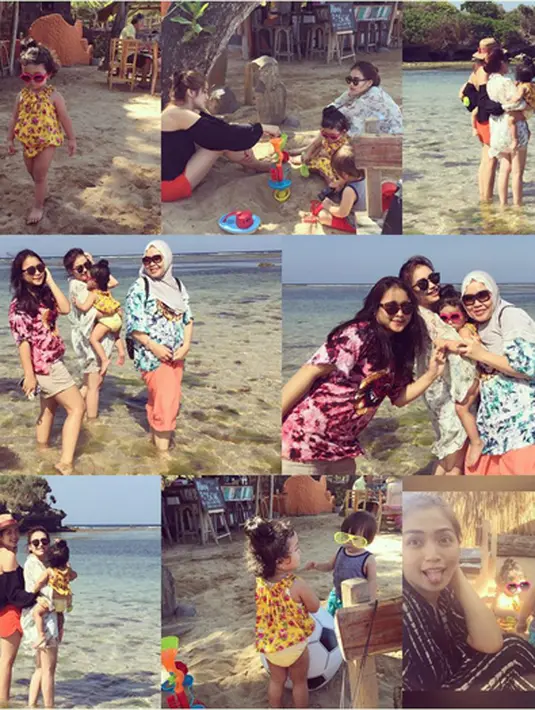 Keseruan liburan di Bali yang dirasakan Ayu Ting Ting dan Jessica Iskandar bersama buah hati mereka dan ibunda dari Ayu terangkum dalam satu 'frame'. (via instagram/@ayutingting92)