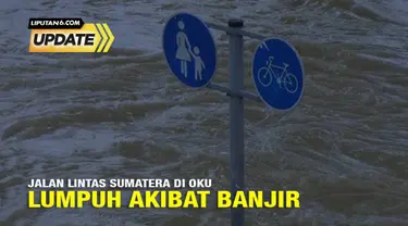 Banjir setinggi 1,5 meter merendam jalan lintas Sumatera (Jalinsum) di Desa Tanjung Dalam, Kabupaten Ogan Komering Ulu (OKU), Sumatera Selatan, hingga membuat jalan tersebut lumpuh total.