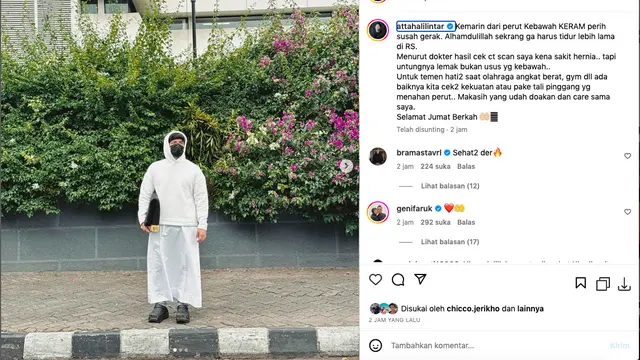Atta Halilintar Ungkap Kondisinya Setelah Sempat Dilarikan ke Rumah Sakit Karena Kram di Bagian Perut Hingga Susah Gerak. (instagram.com/attahalilintar)
