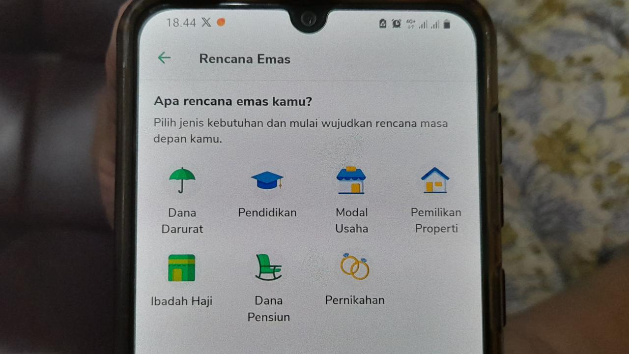 Tampilan fitur Rencana Emas di aplikasi Pegadaian Digital.
