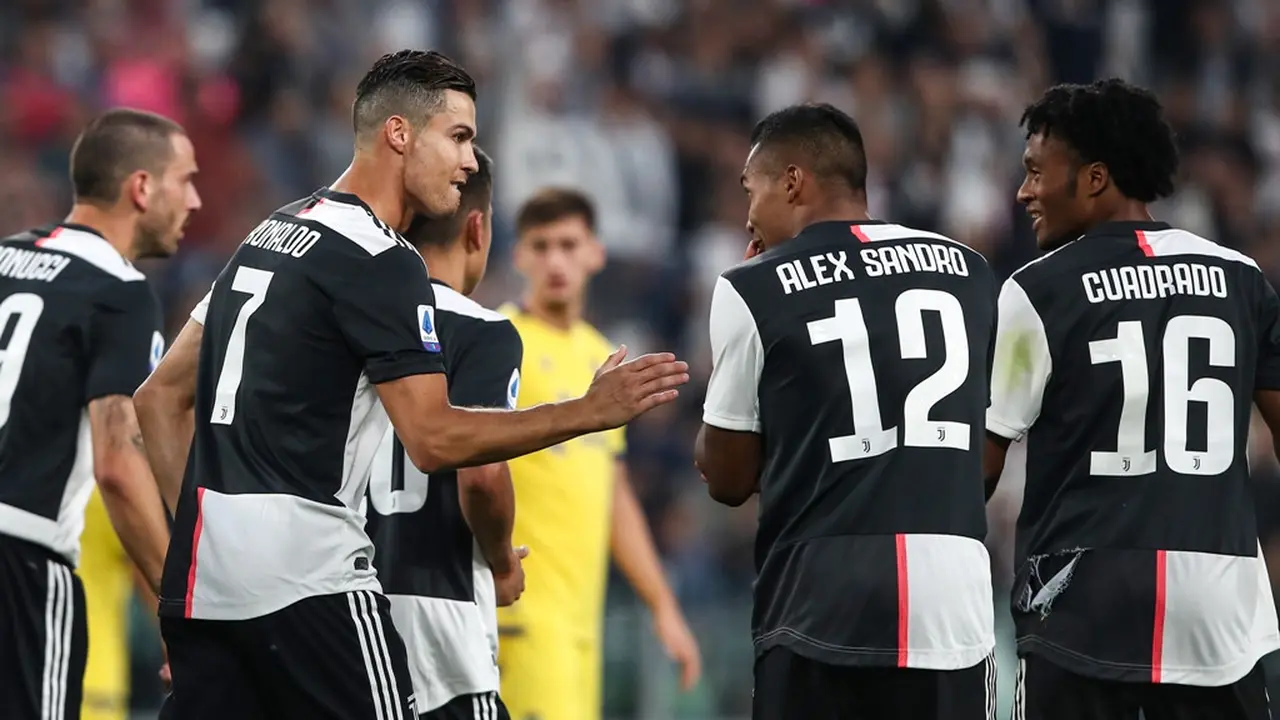Juventus merayakan gol Cristiano Ronaldo (ISABELLA BONOTTO / AFP)