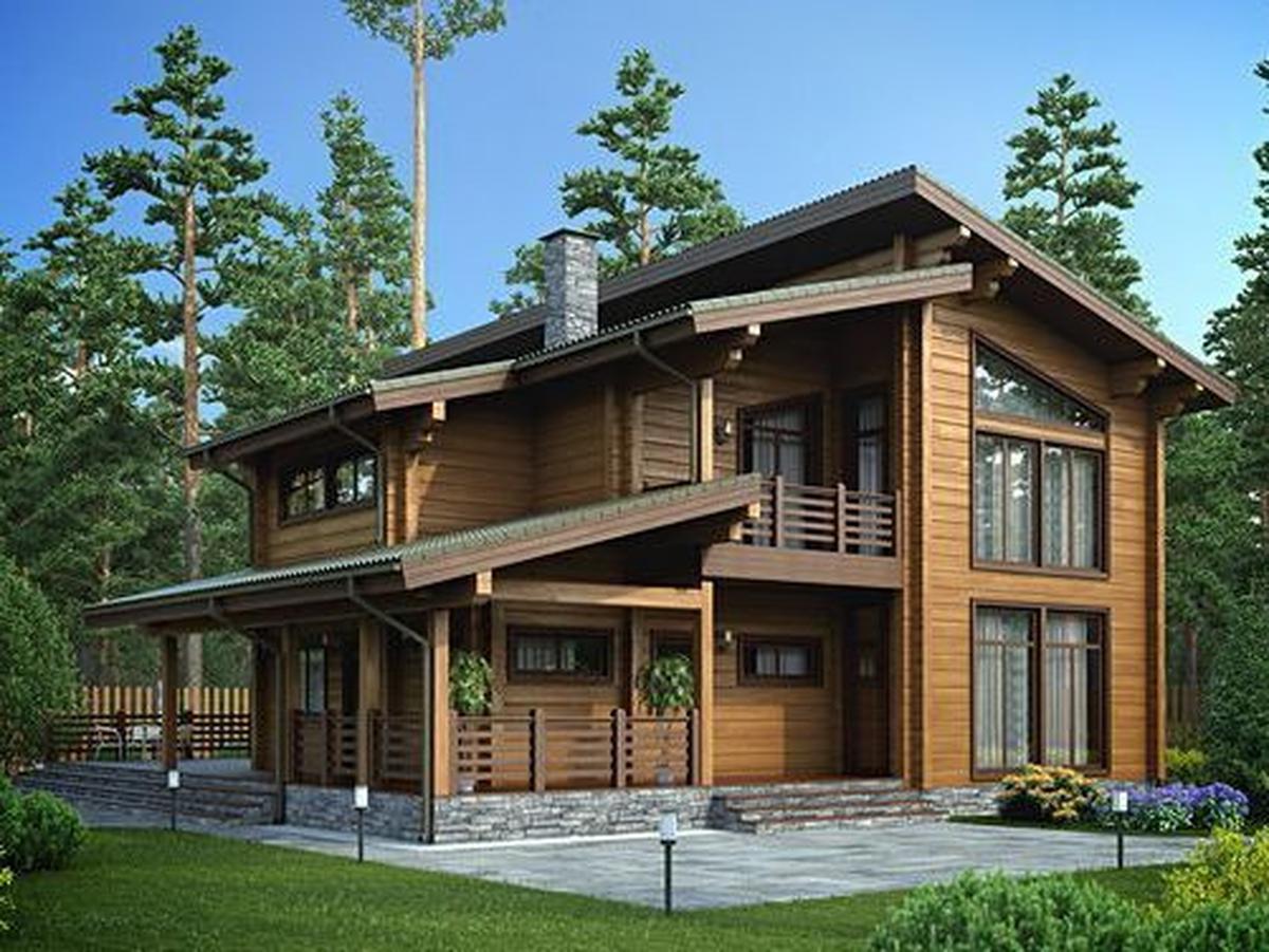 Model Rumah 2 Lantai Kayu dengan Pekarangan Luas